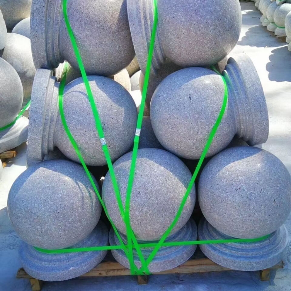 挡车石石球路障圆石球花岗岩石头球阻车球隔离石大理石广场diy石墩子
