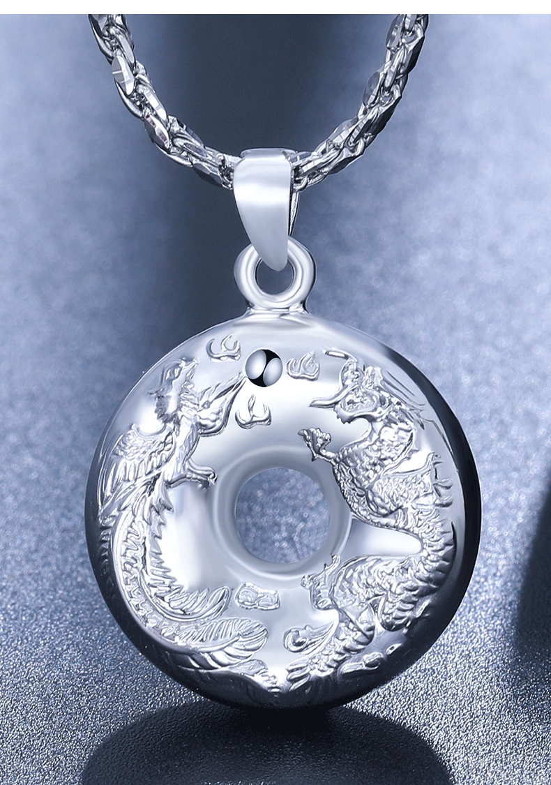 庄梦蝶 铂金平安扣吊坠男pt950白金男士挂坠铂金项链白金龙凤吊坠