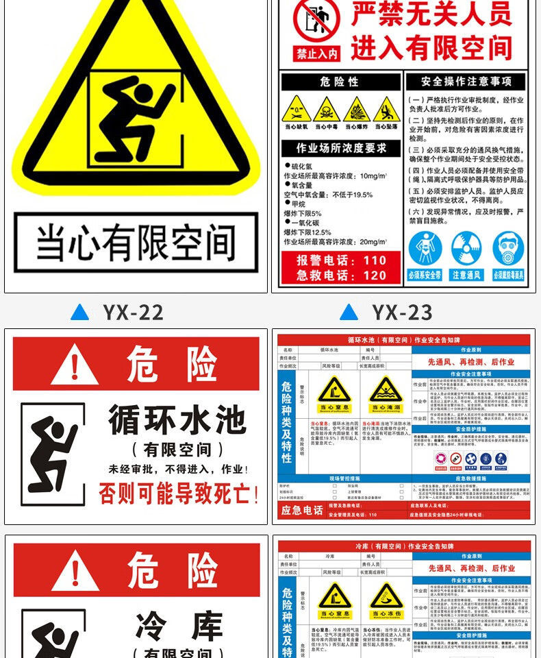 定製有限空間安全告知牌標識牌警示牌子密閉空間受限空間標誌牌危險