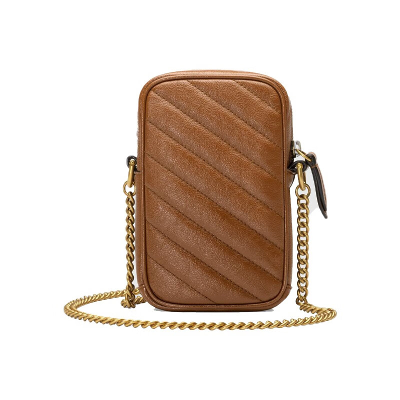 gucci古驰女士ggmarmont系列绗缝迷你手袋棕色斜纹绗缝皮革细纤维和