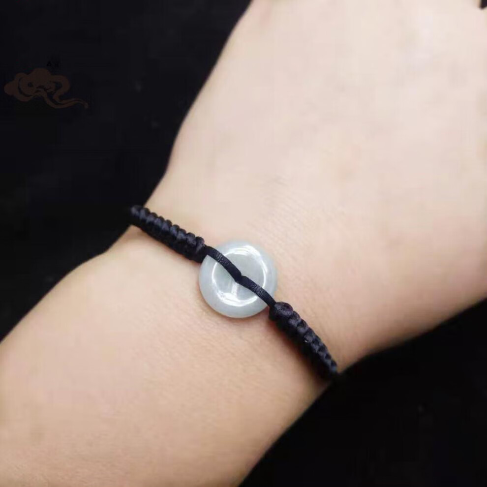 湘歌虎年本命年翡翠玉平安扣脚链女士红绳护身金刚结编织手链男女成人