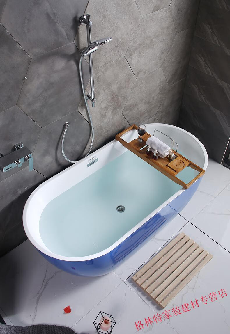 古阳浴缸小户型现代独立式一体简约1217米亚克力家用白色单缸12m