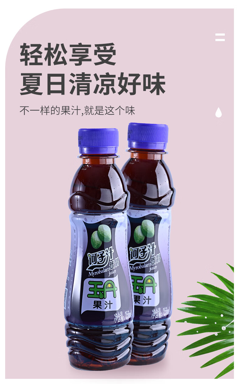 玉丹诃子汁256ml*20瓶整箱装 云南特产临沧永德玉丹饮料果汁诃子汁