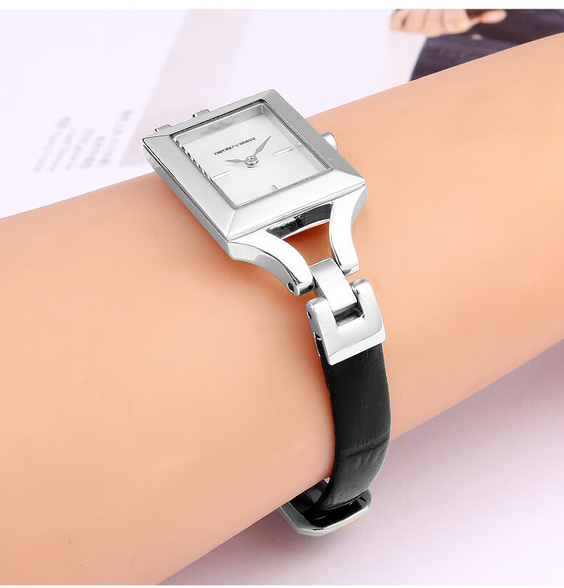 改装针扣真皮手表带女表链适配阿玛尼ar73317328733073537418表带35mm