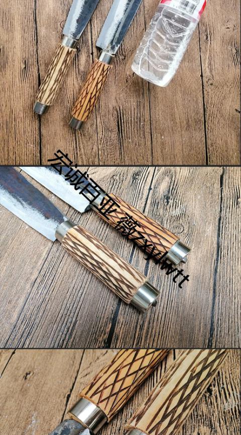 苗家匠人纯手工锻打屠宰刀杀羊刀放血刀分割刀具圆把直头