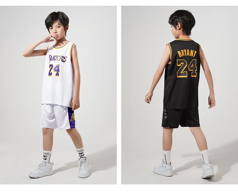 儿童篮球服套装男童湖人24号球衣表演训练服幼儿园小学生小孩衣服j