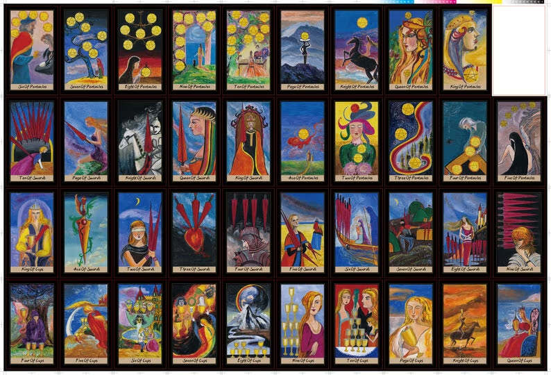 祥欣淇命运之轮塔罗牌78张全套英文烫金珍藏版桌游卡牌迷你蓝色桌布牌