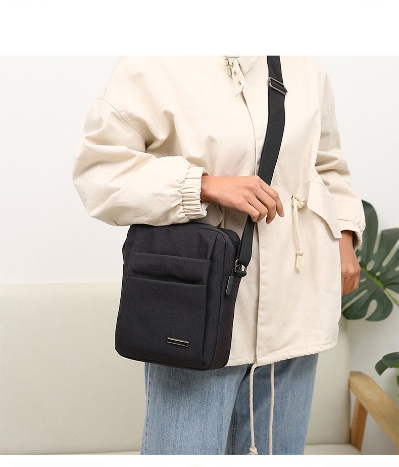 千奇梦男士单肩包帆布斜挎包新款挂包休闲商务小背包韩版潮多功能运动