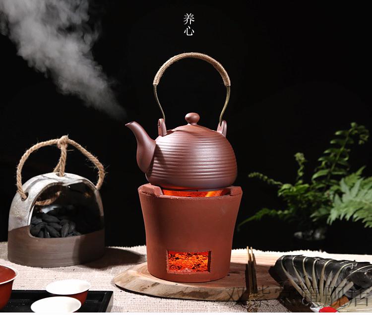 围炉煮茶日式 红泥小火炉功夫茶具煮茶温茶围炉风炉泥炉木炭陶炉家用