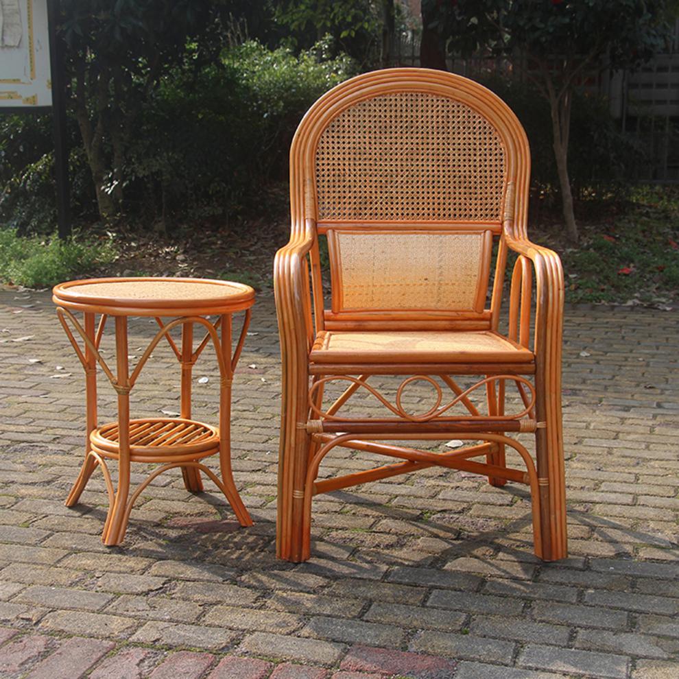 滕椅靠坐椅老人老式椅子天然真藤办公椅休闲家用老人高靠背藤椅客厅滕