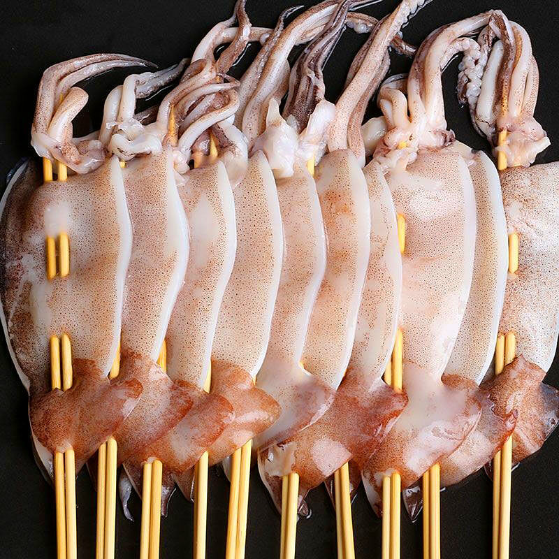 鱿鱼串烧烤专用铁板鱿鱼串深海新鲜鱿鱼串网红同款冷冻鱿鱼串 长签60