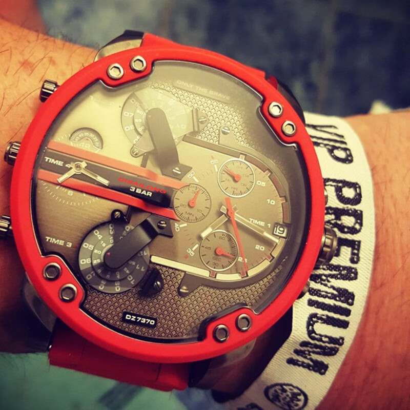 木柔芯石英表超大表盘迪赛龙霸气个性潮酷炫时尚精钢石英机芯男士运动