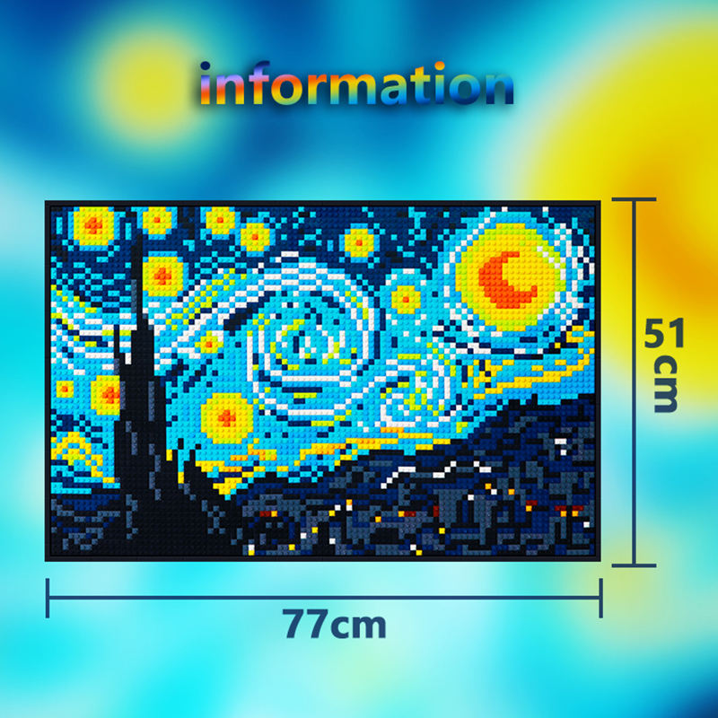 迷铭乐 【礼物】乐··高(le·go)梵高星空像素画拼装壁画世界名画