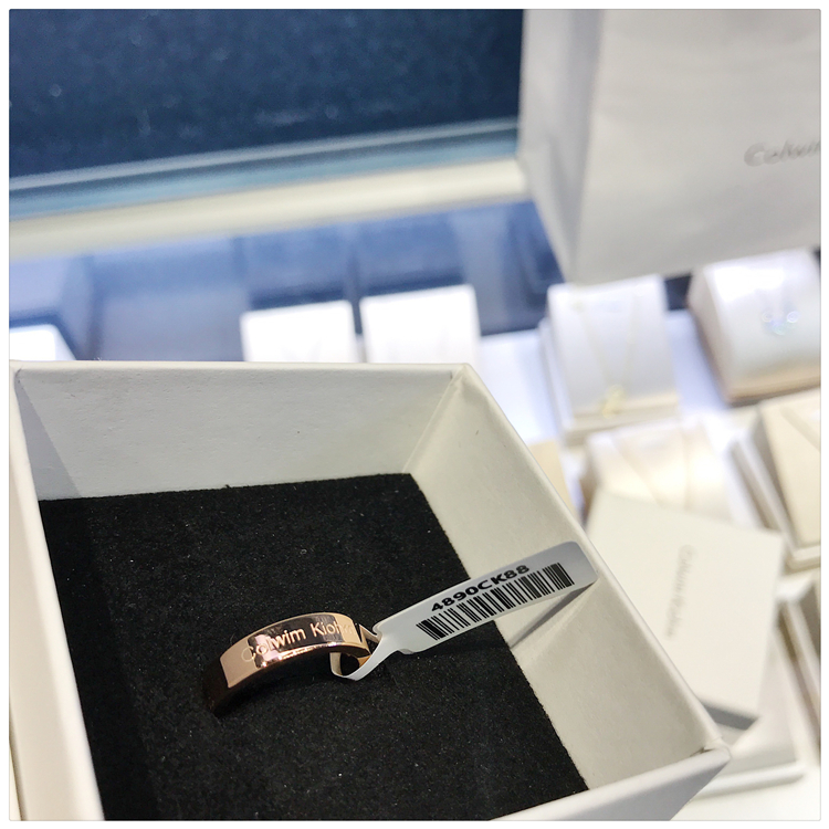 ck官方 戒指素圈小众情侣对戒 玫瑰金男生银色女款指环 礼物七夕情人