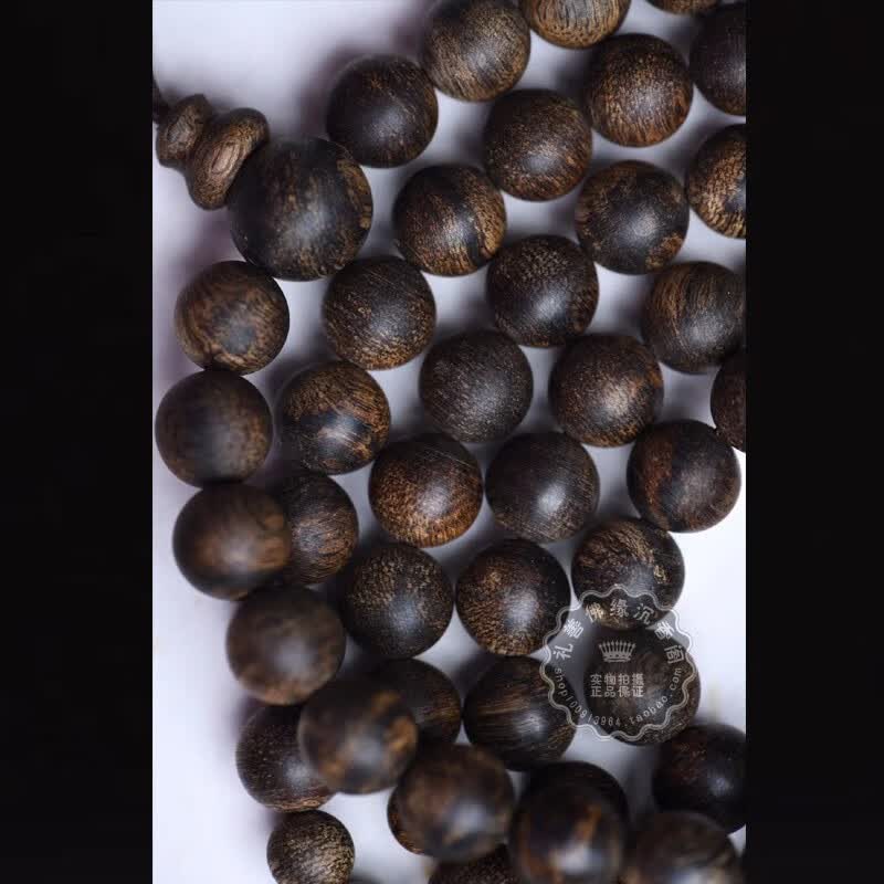越南芽庄天然沉水老料黑奇楠沉香手串手链佛珠6/7/8108颗 4mm*216颗