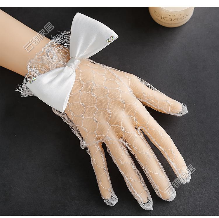 罗蒙卡帝新娘手套结婚蕾丝仙美花朵白色女薄款春夏拍照韩式婚纱手套