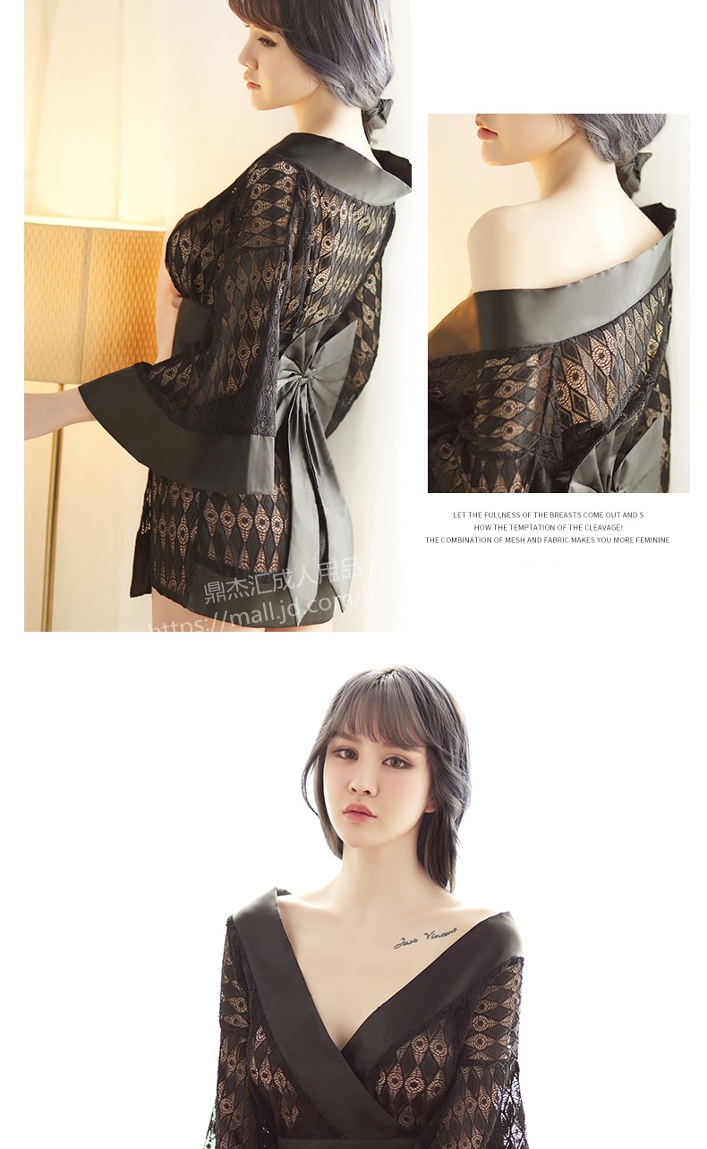 取悦情趣内衣女性感蕾丝开档露胸日式和服另类sm床上绑带角色扮演激情