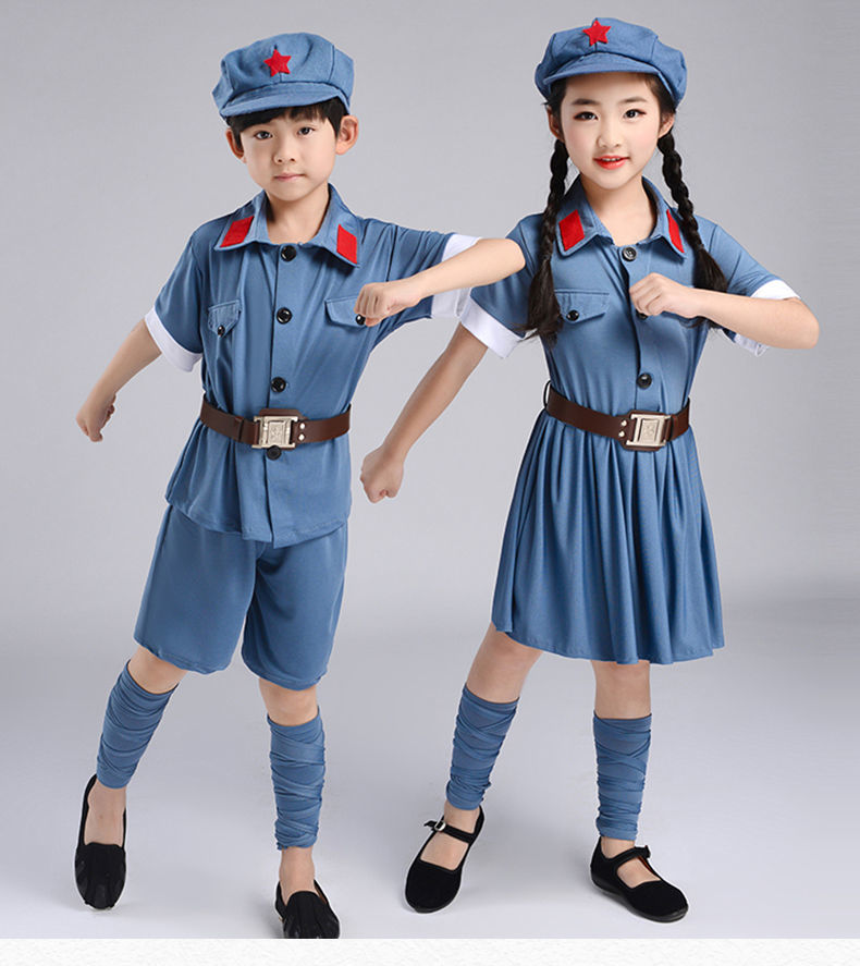 迪士尼童装新品六一儿童节红军演出服八路军军衣装表演服六一红军衣服