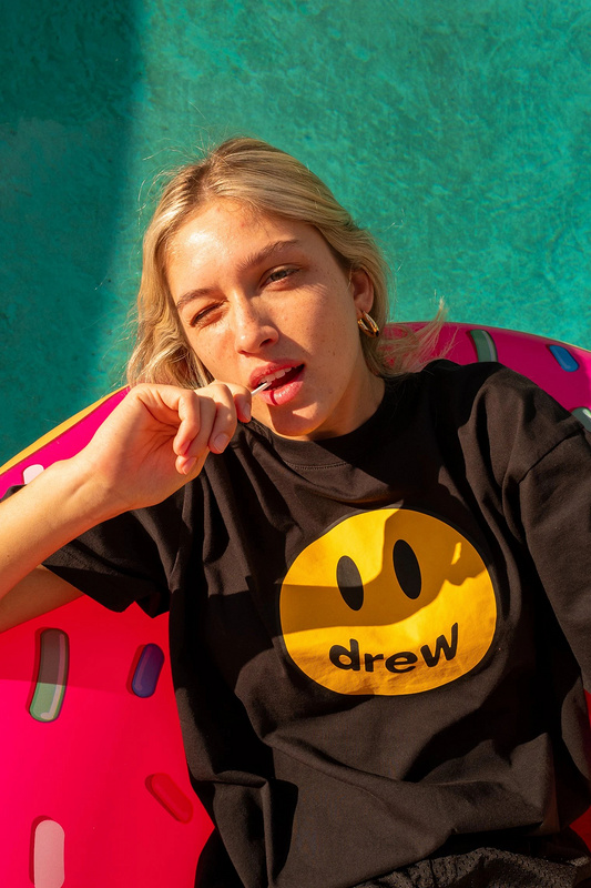 drew笑脸短袖 贾斯汀比伯男女情侣同款fog高街纯棉t恤半袖夏季 黑色