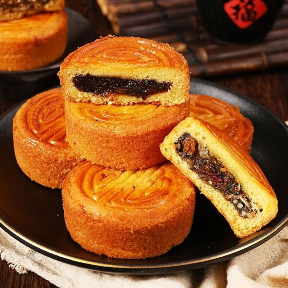 蛋月烧月饼老式蛋月烧月饼网红蛋糕皮月饼传统糕点 黑芝麻 蛋烧糕点8