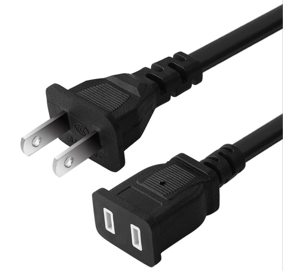 二芯电源延长线充电插座两脚插头接线板二插风扇连接线排插黑色800瓦