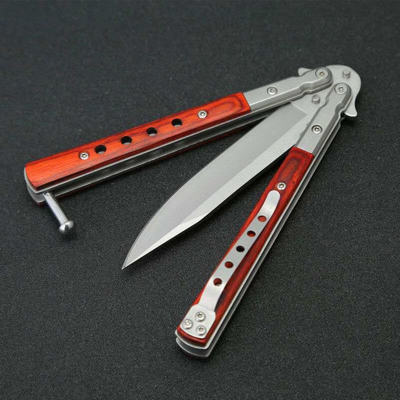 蝴蝶甩手刀双刃蝴蝶练习刀折叠刀甩手刀防身刀野外小折刀耍刀折叠随身