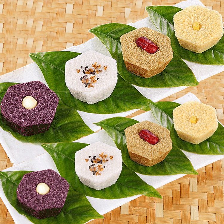 温州风味传统五谷杂粮松糕酒店速冻点心糕点面点粗粮蒸糕小粗粮松糕6