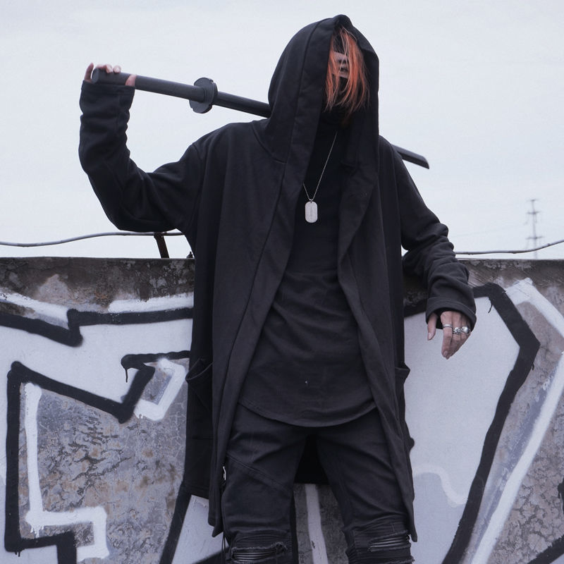 刺客信条衣服 刺客斗篷信条风衣暗黑系教条卫衣男中长款巫师帽衫披风