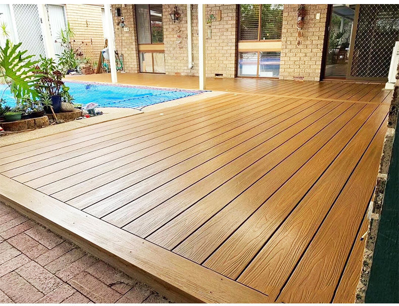 塑木地板户外木塑室外阳台庭院露台防腐木生态板花园仿木长条地板凹槽