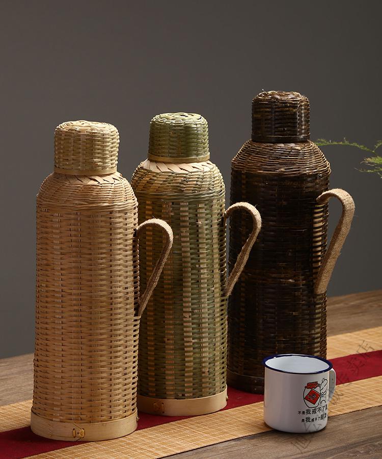 老式热水瓶暖壶竹编开水瓶复古小暖壶木塞壶老式暖瓶竹编壶怀旧保温瓶