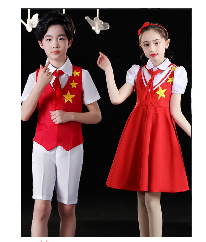 演讲朗诵比赛服装儿童合唱服演出服六一新款红星闪闪中小学生诗歌 女
