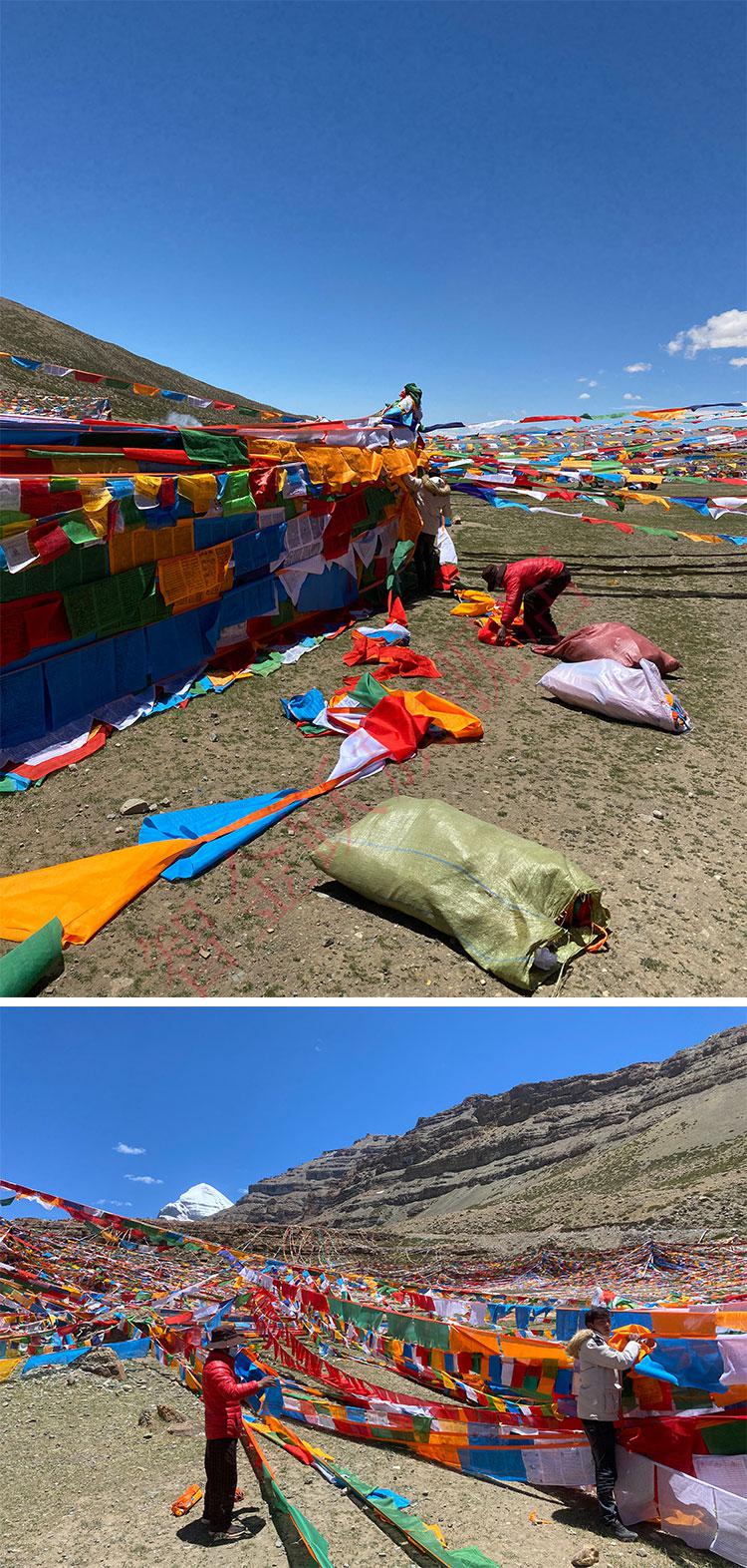 西藏经幡圣山冈仁波齐代挂经幡祈福平安幸福五色风马旗经旗隆达27米