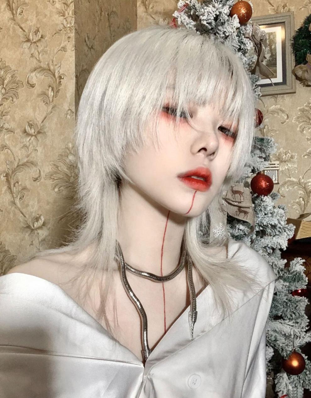 韩版帅气男士狼尾头发型自然蓬松逼真全头套ls雾霾蓝发网大钢梳护理液