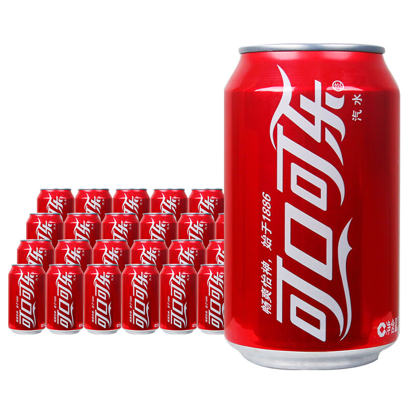 可乐小瓶罐装汽水饮料无糖可乐零度 可口可乐矮罐330ml*24罐【图片