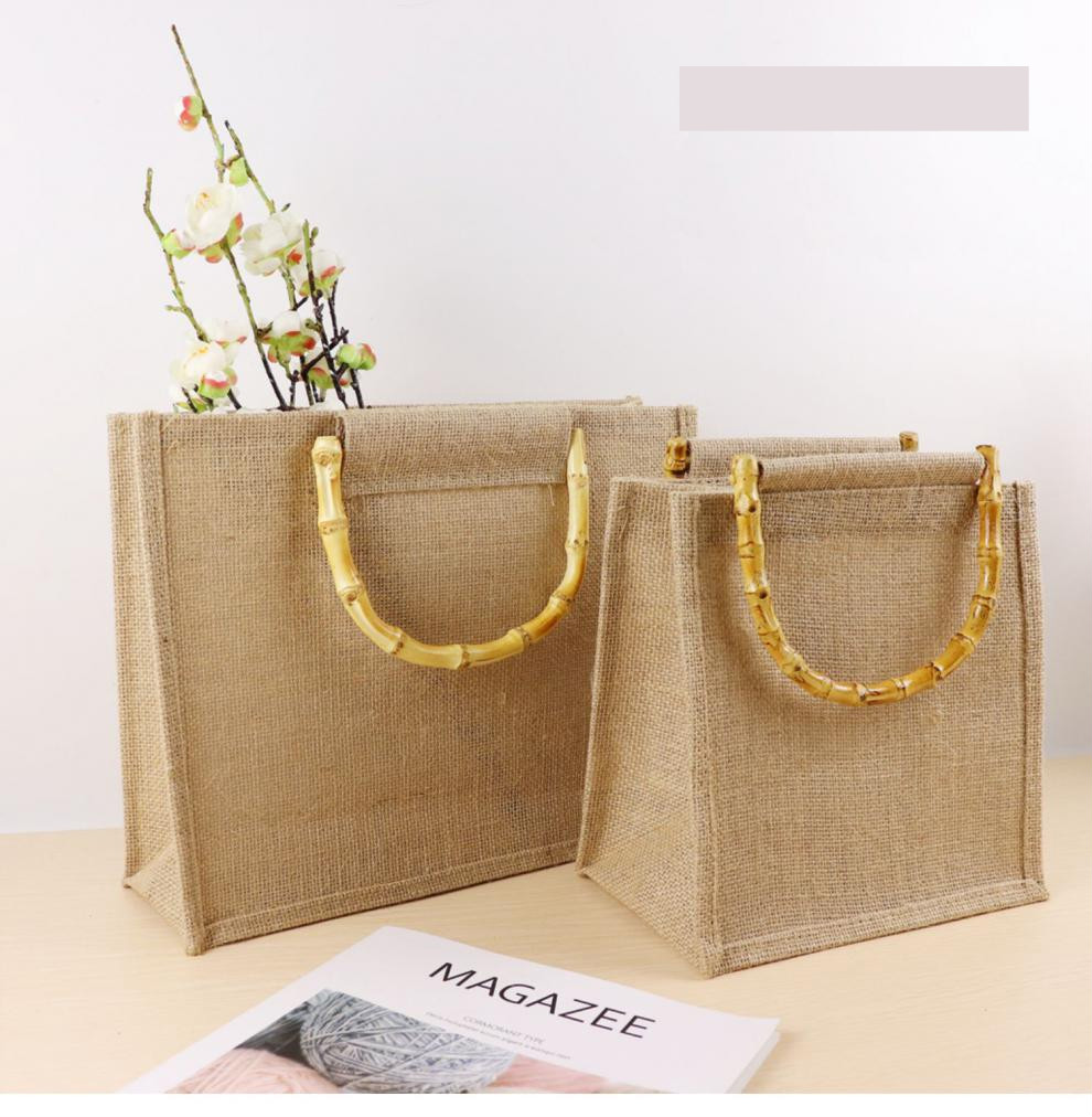 裳淇麻布包包女文艺复古2022新空白棉麻原创设计环保黄麻布袋定制logo