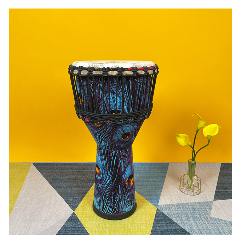 非洲鼓山羊皮大人儿童幼儿园教学丽江级手鼓定制款墨凤羽10寸