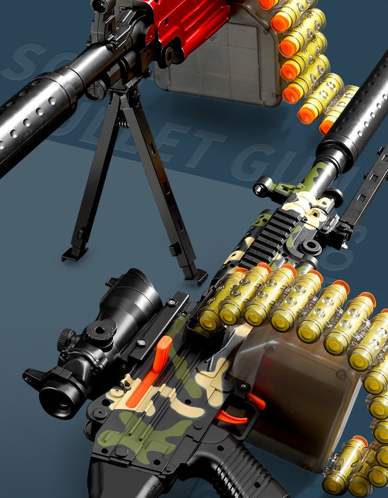 小郎人m249连发软弹枪儿童玩具枪m416突击2岁仿真男孩7到103手机枪6弹