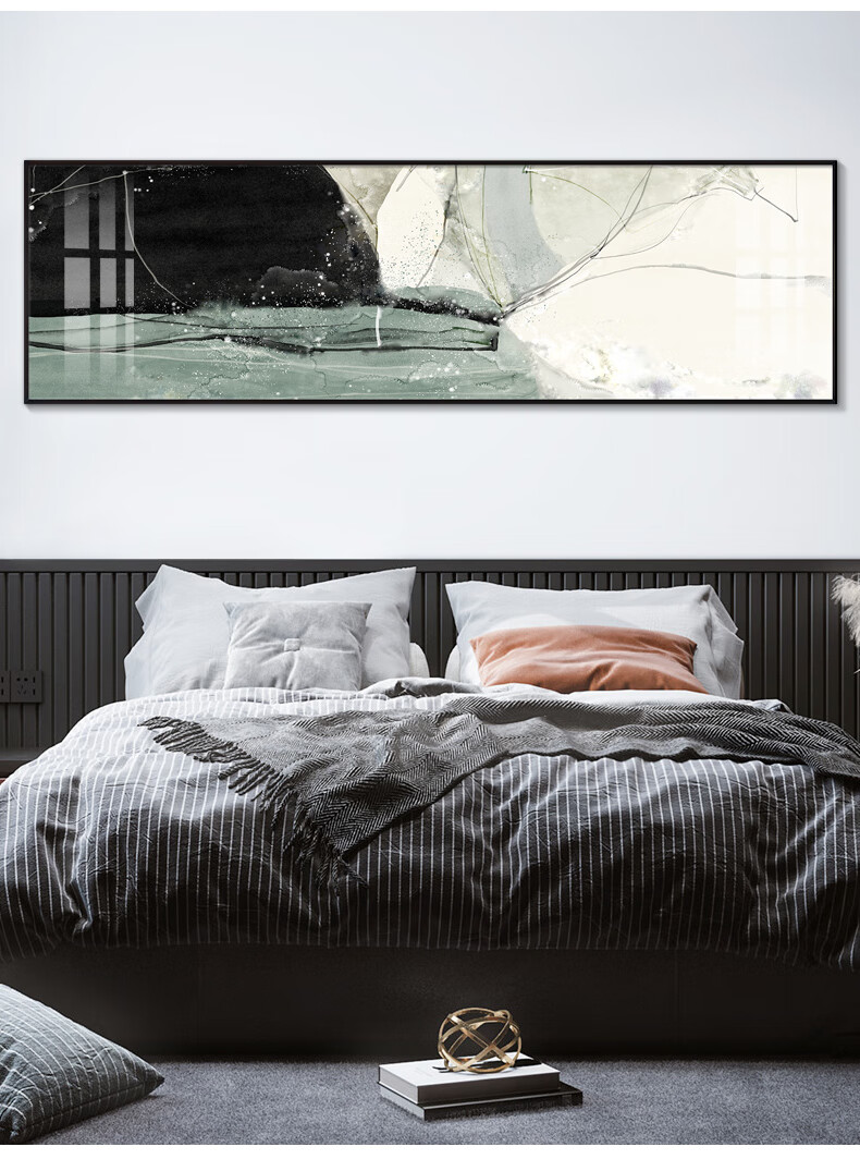 床头画晶瓷专拍系列(默认晶瓷床头画1) 120*35cm晶瓷画面 铝合金