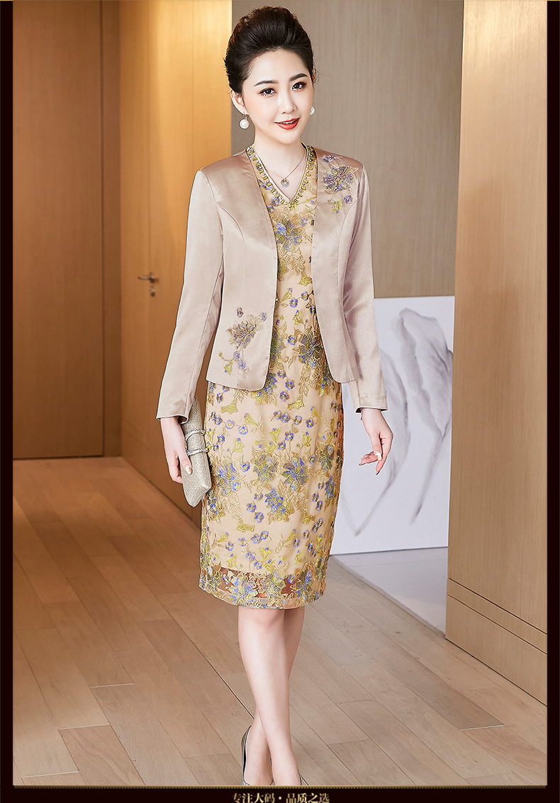 儿子结婚妈妈穿的喜庆衣服夏季高端喜婆婆婚宴婚礼妈妈礼服香槟色旗袍