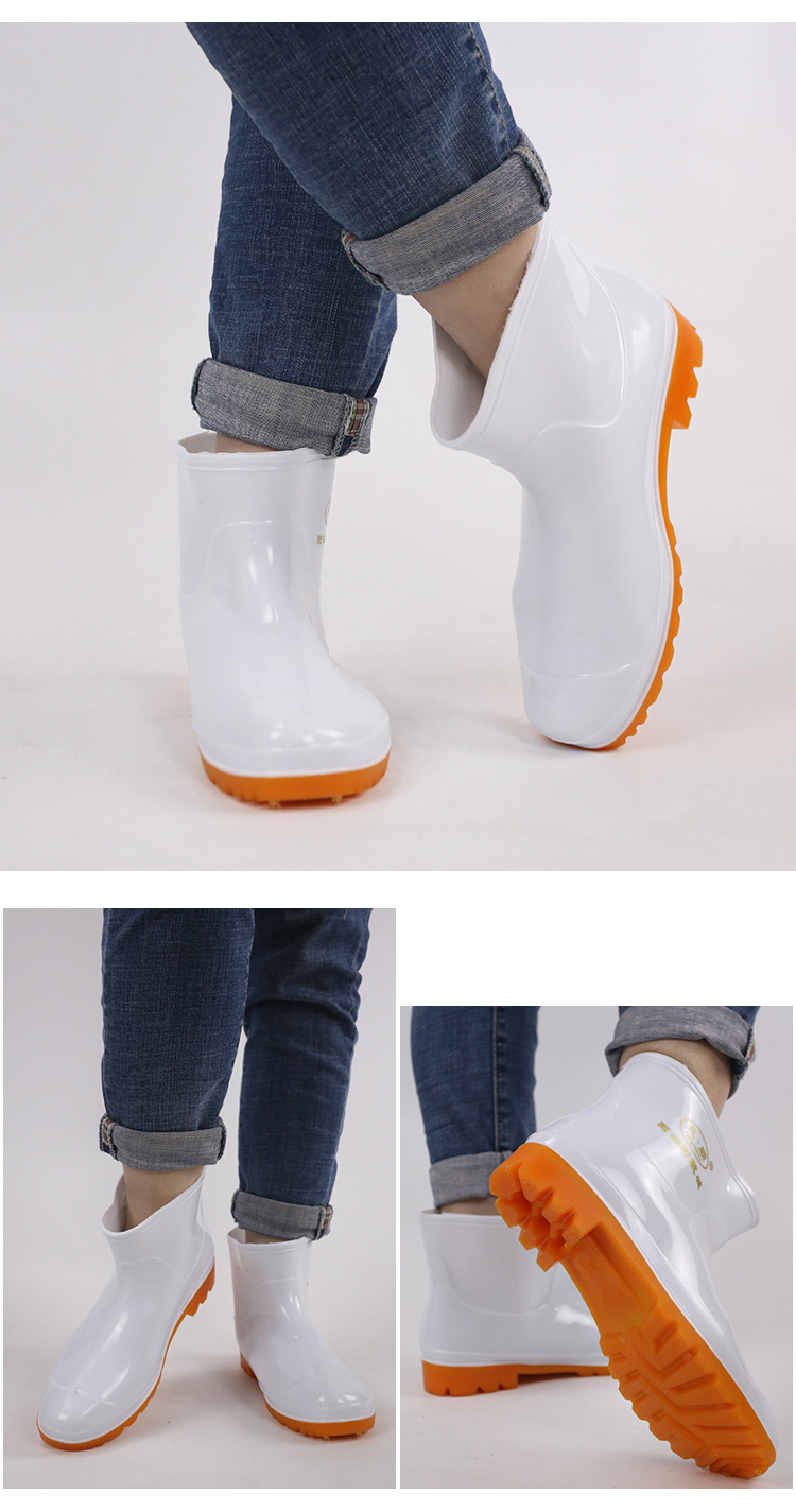 瓦迈食品工厂卫生靴中高筒白色雨鞋防滑耐油耐酸碱水靴男女厨师工作鞋