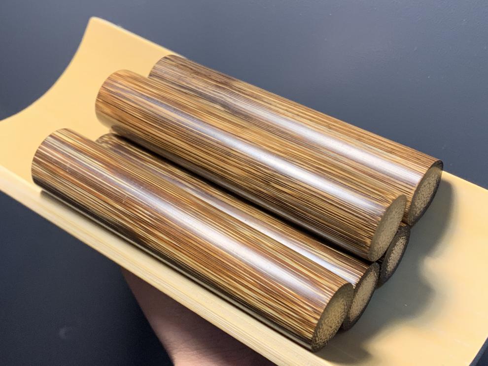 奥展龙血金丝竹实心竹玉竹老料正圆纯手工镜面高抛文玩手把件竹棍八