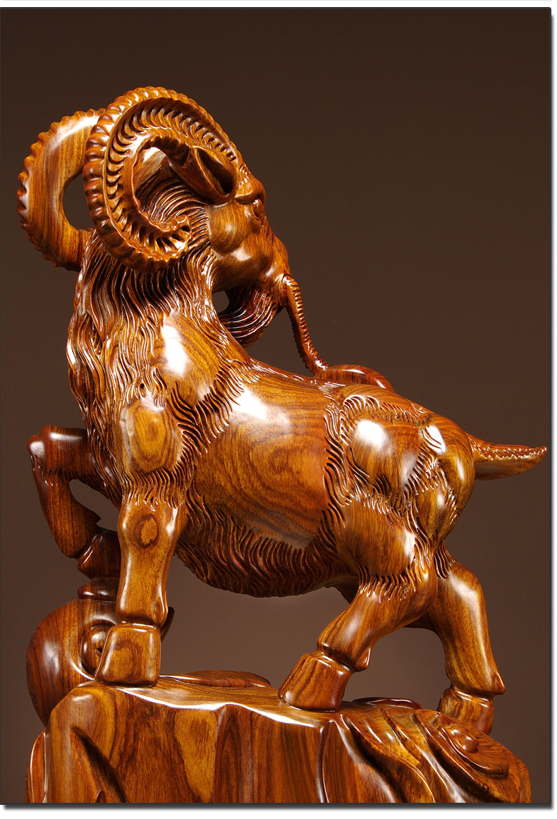 实木雕刻十二生肖羊工艺品摆设家居客厅装饰品生日送礼品精雕羊高50cm