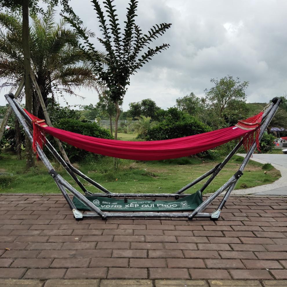 越南吊床vong越南网床quiphuc加厚黑色折叠架吊床室内外秋千多款网
