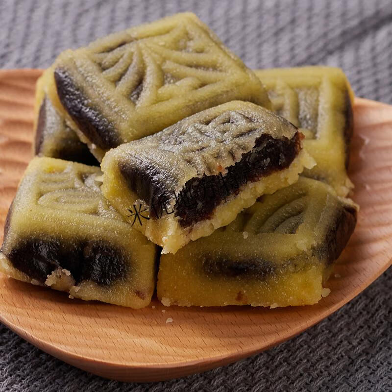 活油豆沙苏式老月饼口感怀旧酥皮馅饼中秋传统糕点360g筒装3盒手工