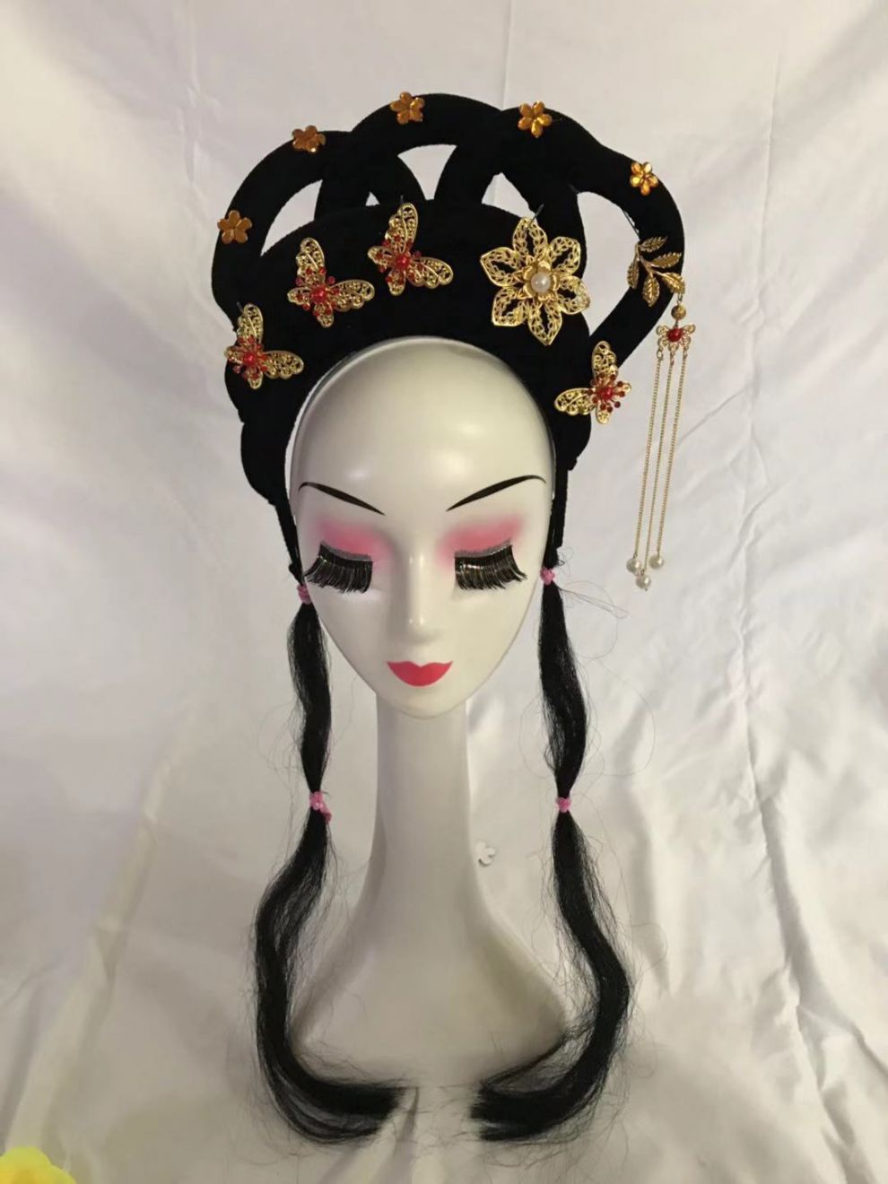 戏剧头饰古装假发古代小姐戏曲越剧花旦头套黄梅戏假发灰色
