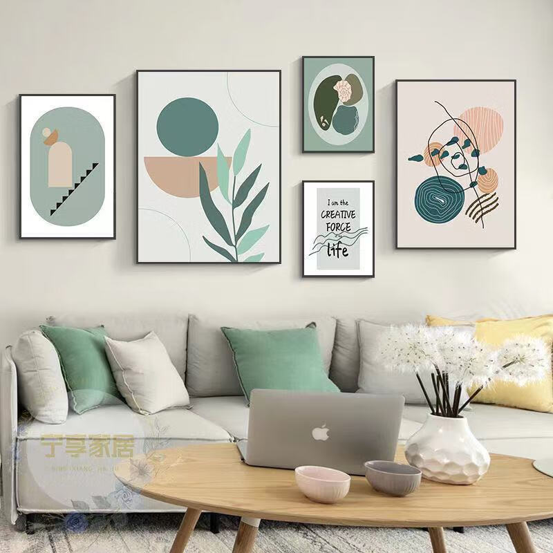 现代风装饰画客厅装饰画北欧风格沙发背景墙壁画现代简约卧室线条人物