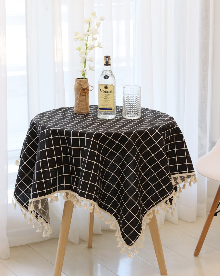 北欧格子餐桌布小清新简约北欧ins桌布棉麻格子茶几布餐桌布艺小清新