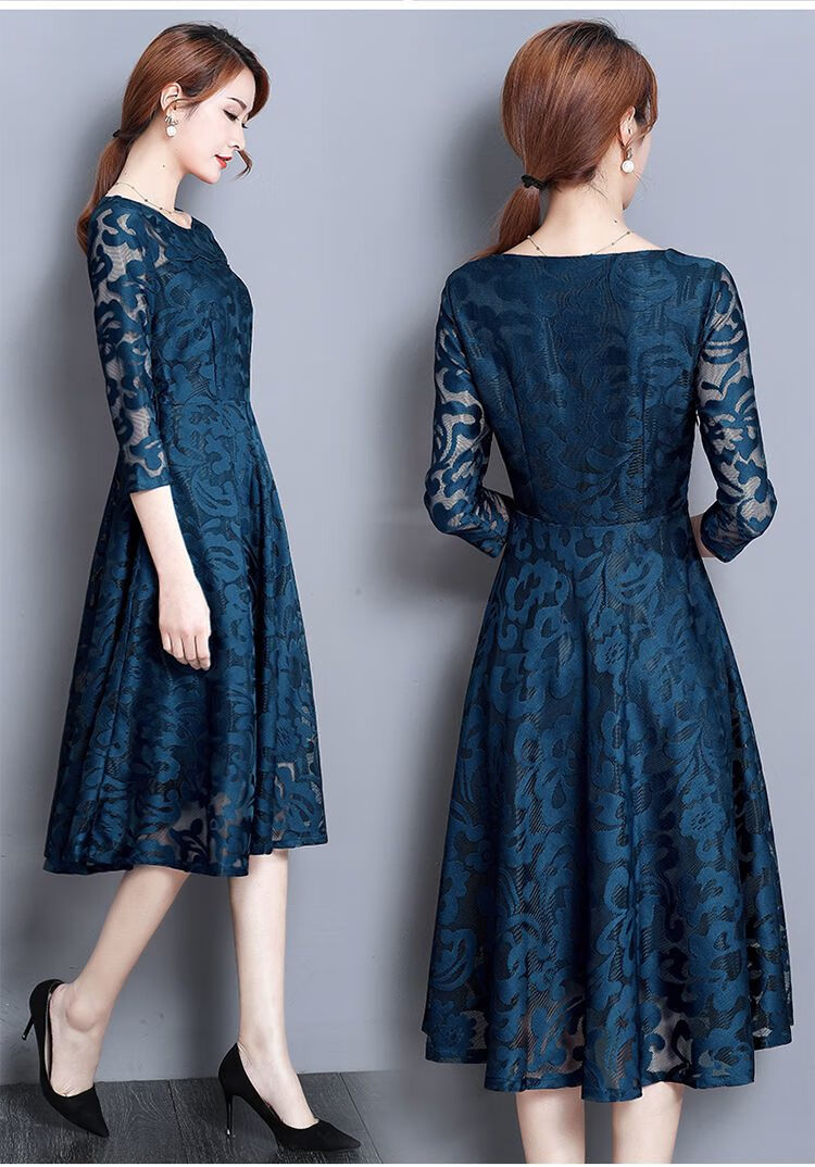 特价捡漏高档轻奢好看的新款蕾丝连衣裙长袖秋装新款韩版大码女装减龄