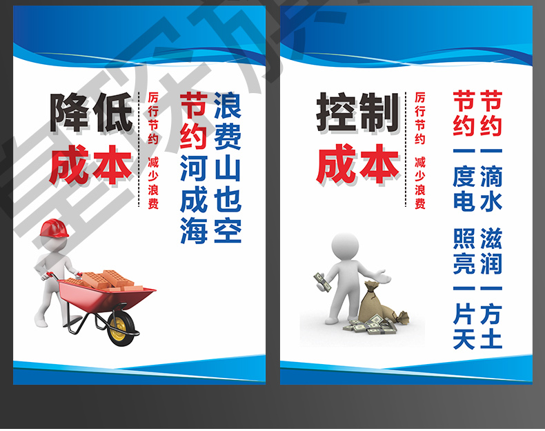 节约成本标语车间仓库工厂制度牌厉行节约降低成本消除浪费控制成本