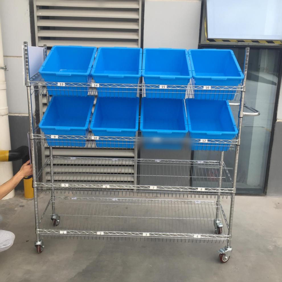 电商拣货车仓库快递分拣带轮工具车置物架物料推车拖车斜面分拣车支持